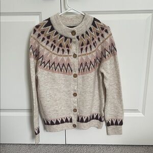 Pilcro Cream and Pink Patterned Cardigan- New with tags, never worn